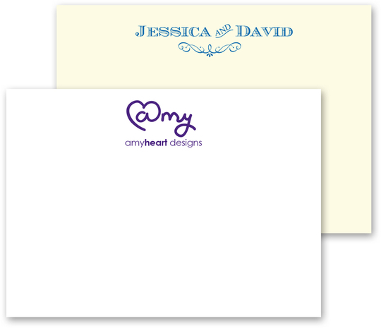 Triple Thick Custom Flat Note Cards with Your 1-Color Artwork - Raised Ink